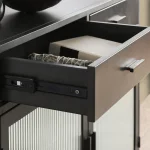 Nore Metal/glass 2dwr 2dr Cabinet Dining Storage black 25