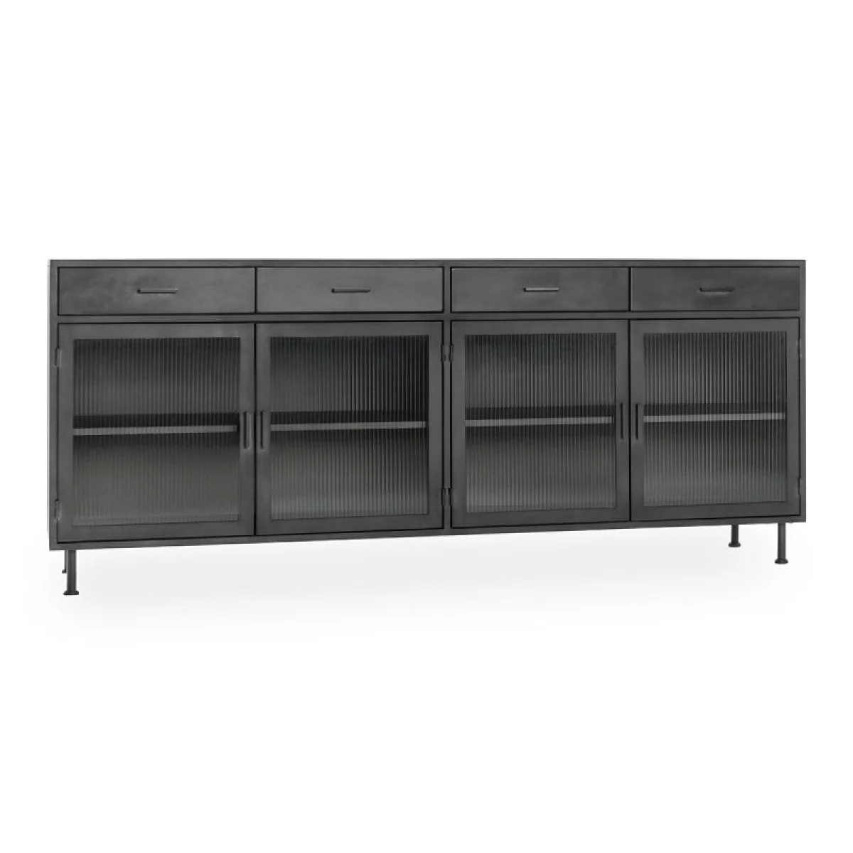 Nore Metal/glass 4dwr 4dr Cabinet Dining Storage black 4
