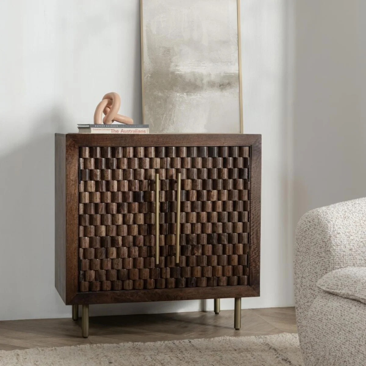 Norwood Solid Wood 2dr Cabinet Dining Storage Bark Brown 11