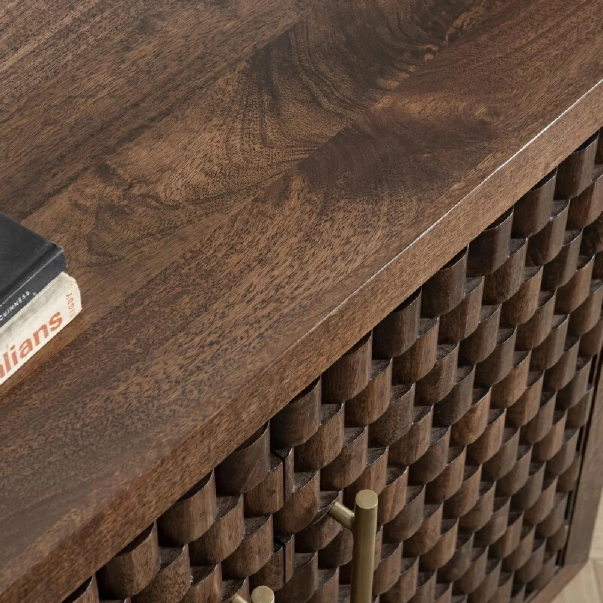 Norwood Solid Wood 2dr Cabinet Dining Storage Bark Brown 12