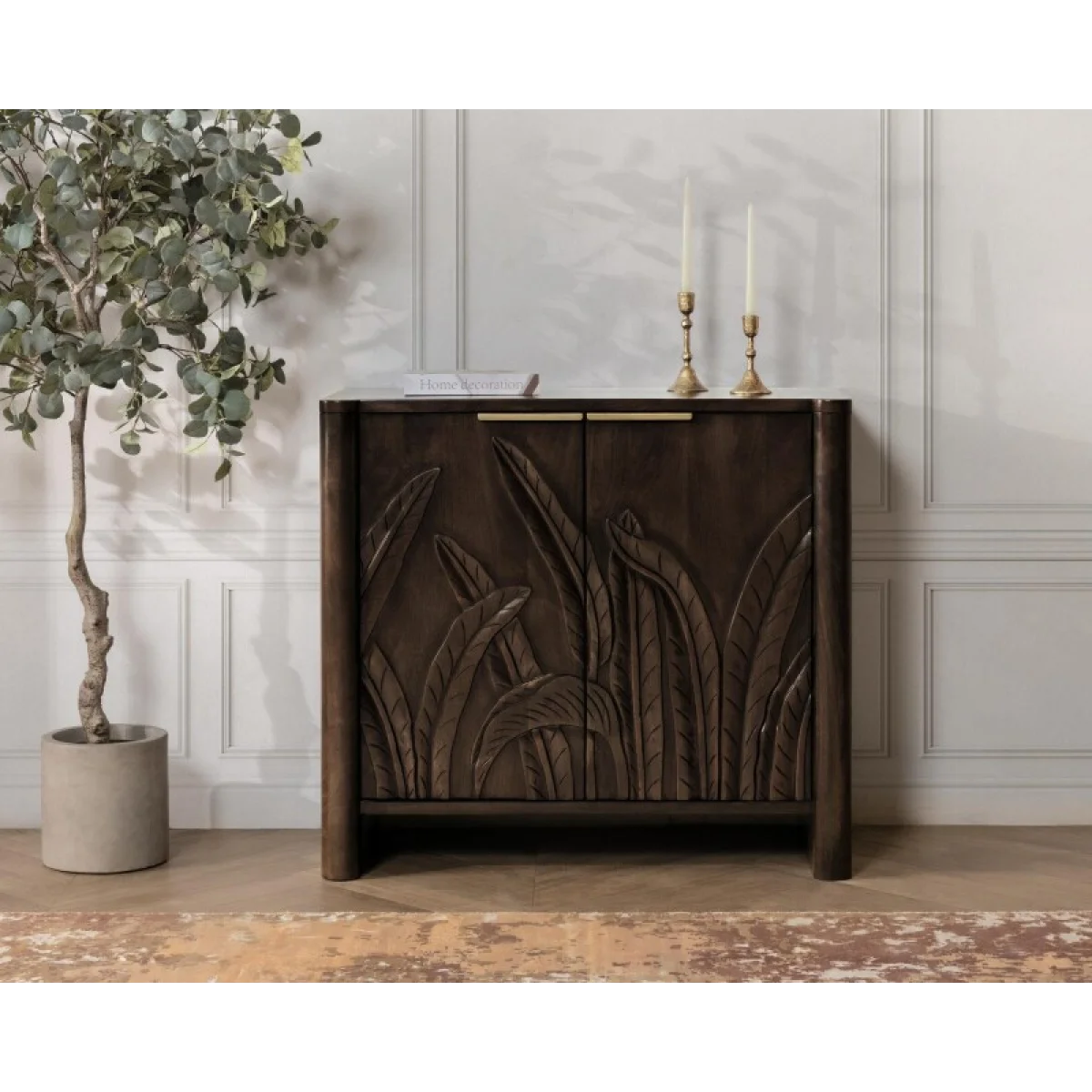 Ledro Solid Wood 2dr Cabinet Dining Storage Brown 13