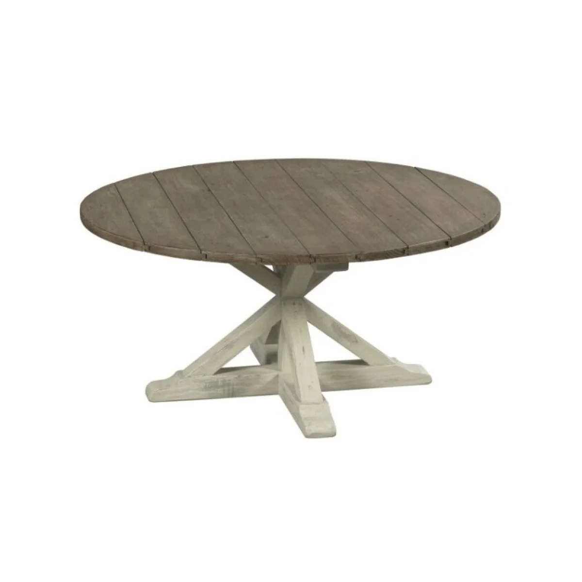Reclamation Place Trestle Round Cocktail Table Cocktail & Coffee Tables Brown 4