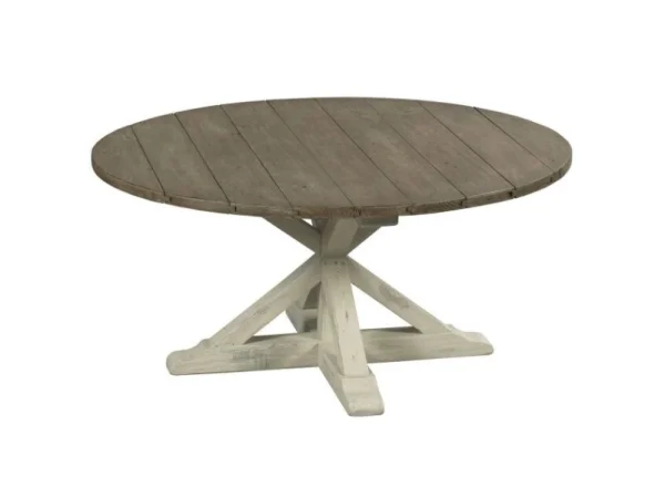 Reclamation Place Trestle Round Cocktail Table Cocktail & Coffee Tables Brown