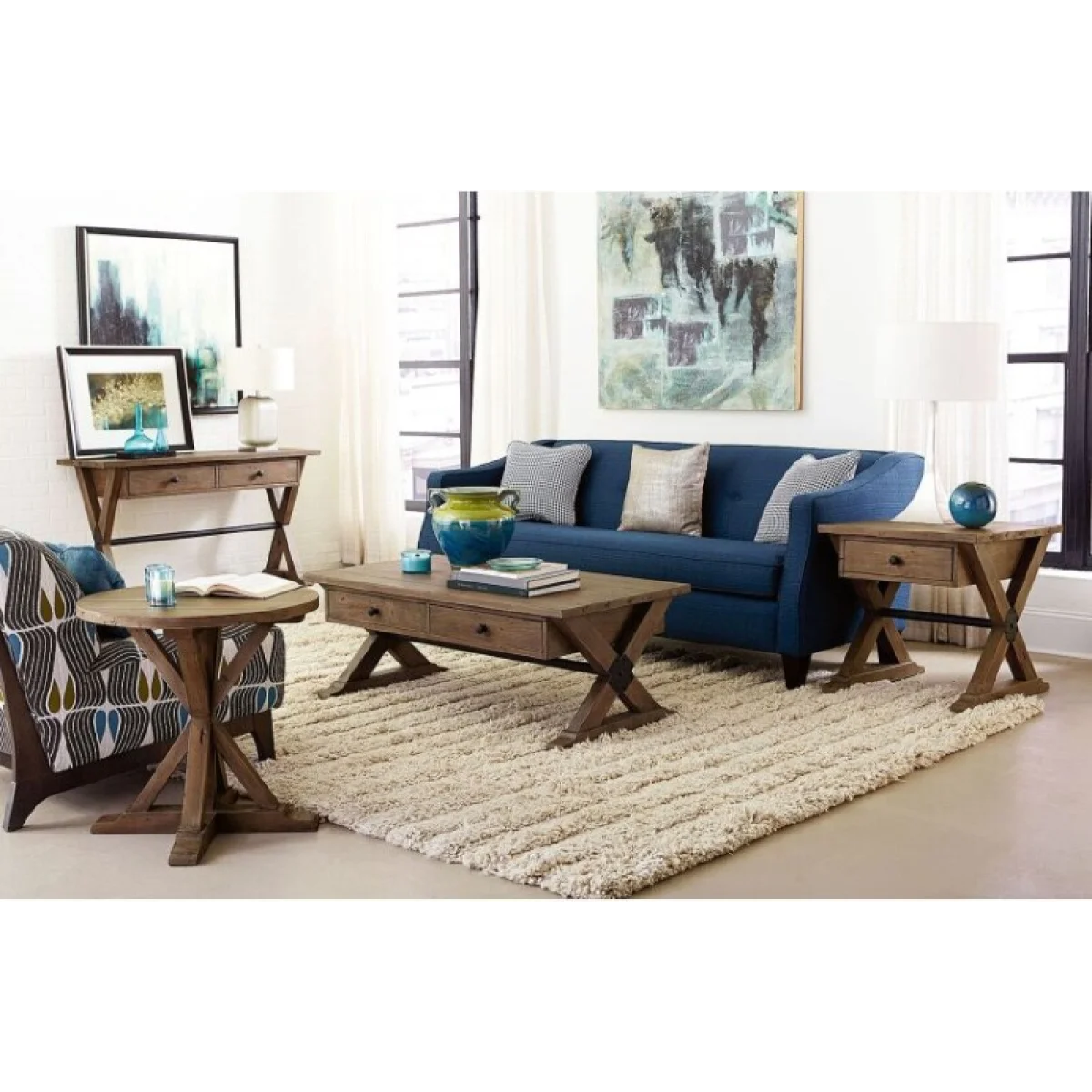 Reclamation Place Trestle Drawer End Table End tables Brown 6