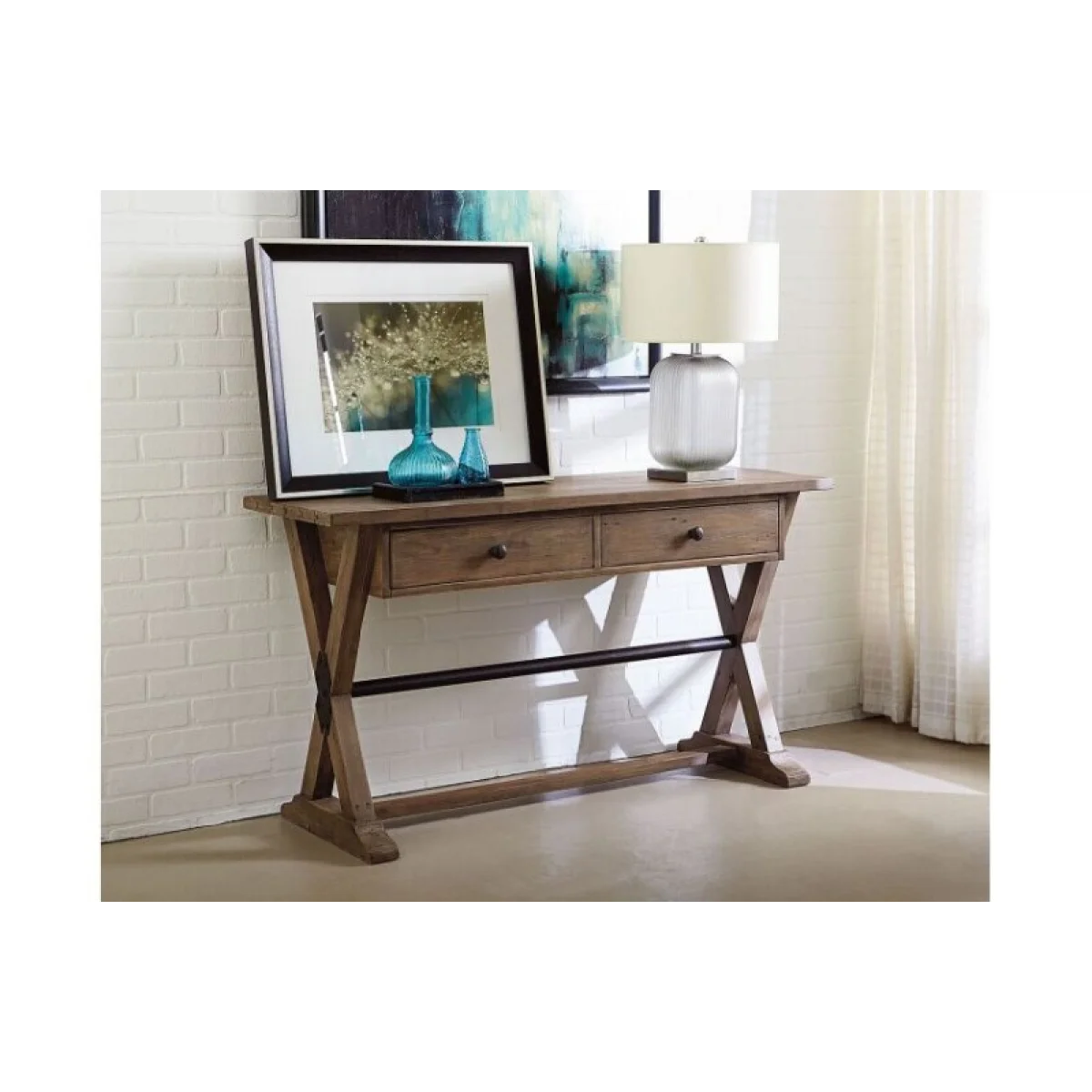 Reclamation Place Trestle Sofa Table Sofa Tables Brown 6
