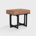 Calvin Leather Rectangle Stool Ottomans & Poufs Brown 11