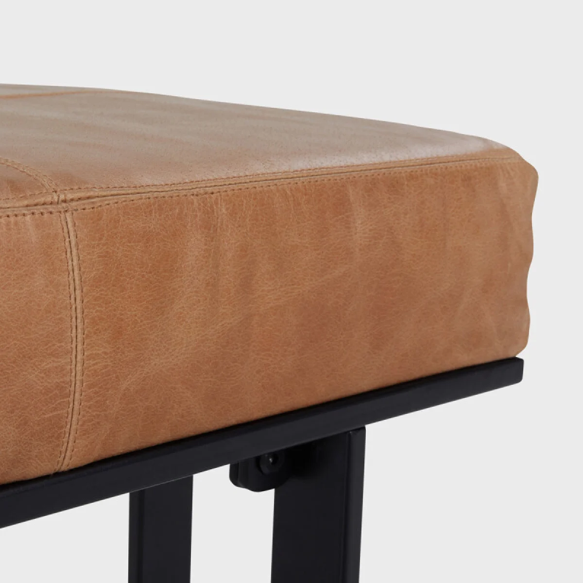 Calvin Leather Rectangle Stool Ottomans & Poufs Brown 8