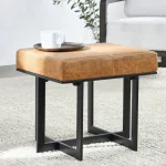 Calvin Leather Rectangle Stool Ottomans & Poufs Brown 17