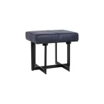 Calvin Leather Rectangle Stool - Nightfall Blue