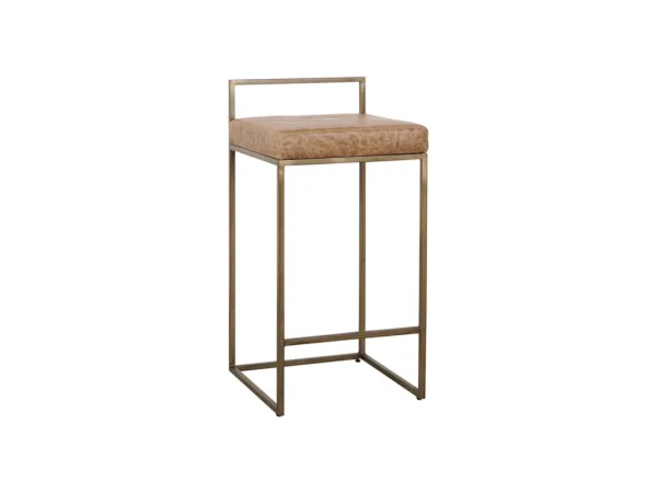 Belfort Leather Counter Stool – Chestnut Brown Barstools Barstools