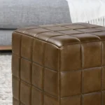 Carlo Leather Square Ottoman Ottomans & Poufs Antique Brown 16