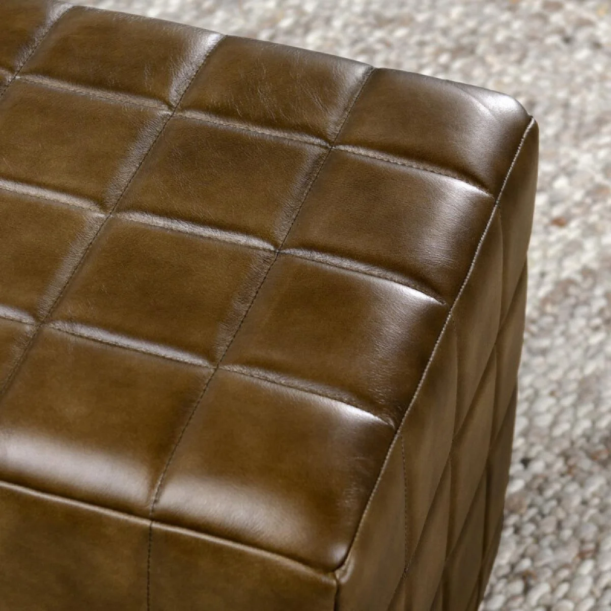 Carlo Leather Square Ottoman Ottomans & Poufs Antique Brown 10