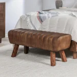 Florian Leather Bench Chairs & Benches Antique Brown 17