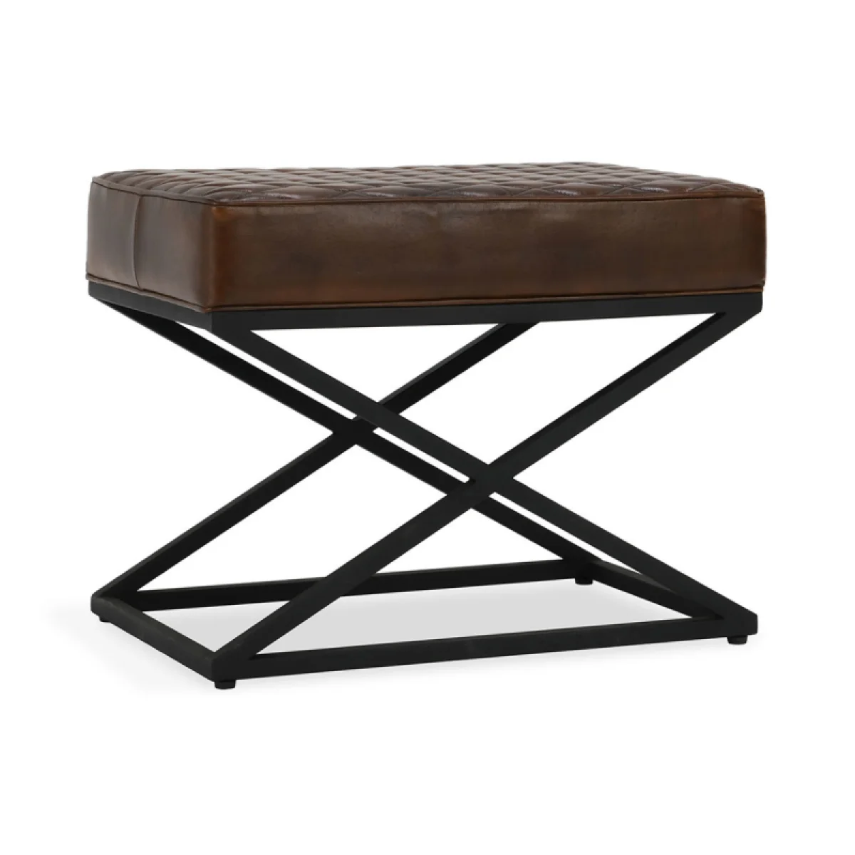 Bruno Leather Rectangle Stool Ottomans & Poufs Brown 4