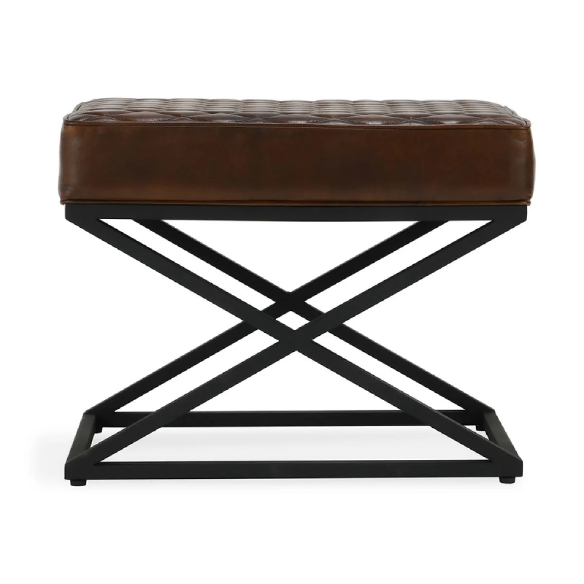 Bruno Leather Rectangle Stool Ottomans & Poufs Brown 6