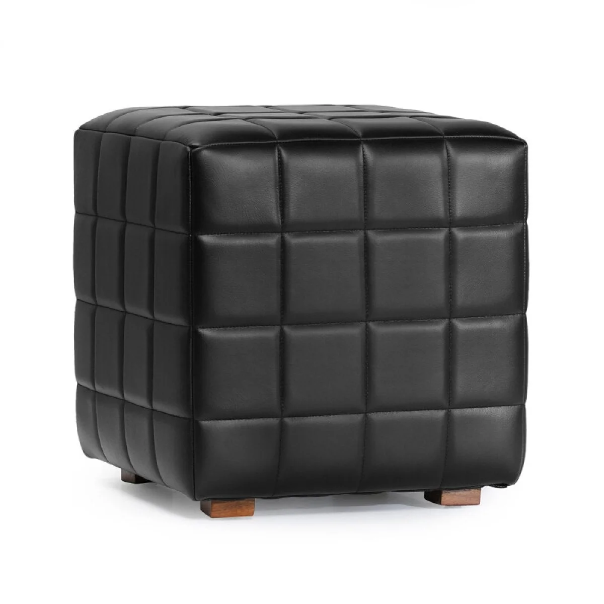Carlo Leather Square Ottoman – Jet Black Ottomans & Poufs black 4