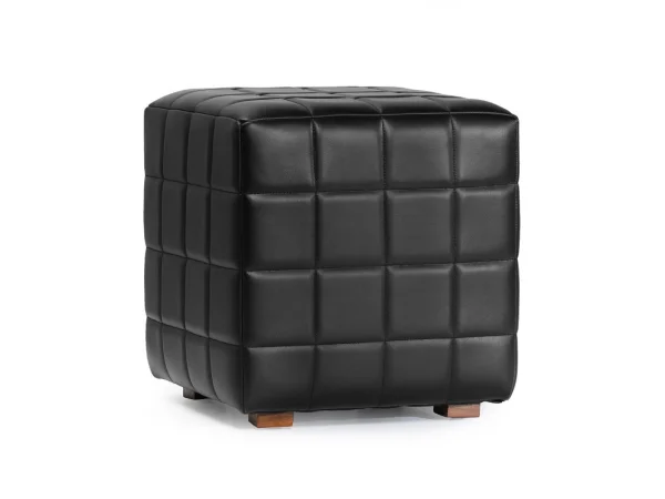 Carlo Leather Square Ottoman – Jet Black Ottomans & Poufs black