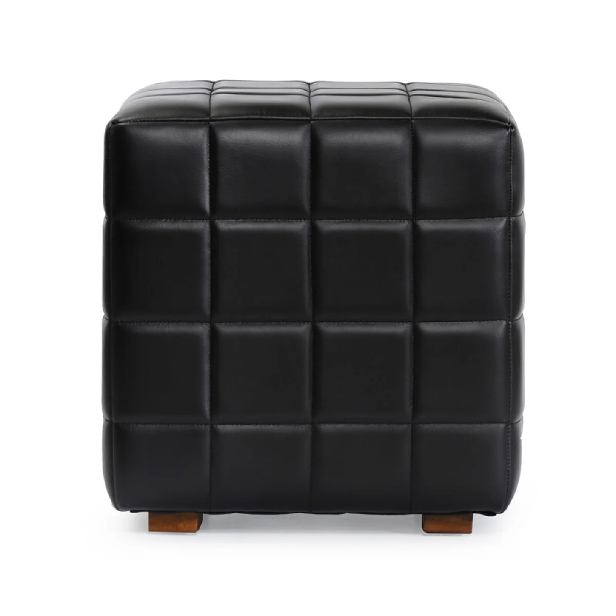 Carlo Leather Square Ottoman – Jet Black Ottomans & Poufs black 6