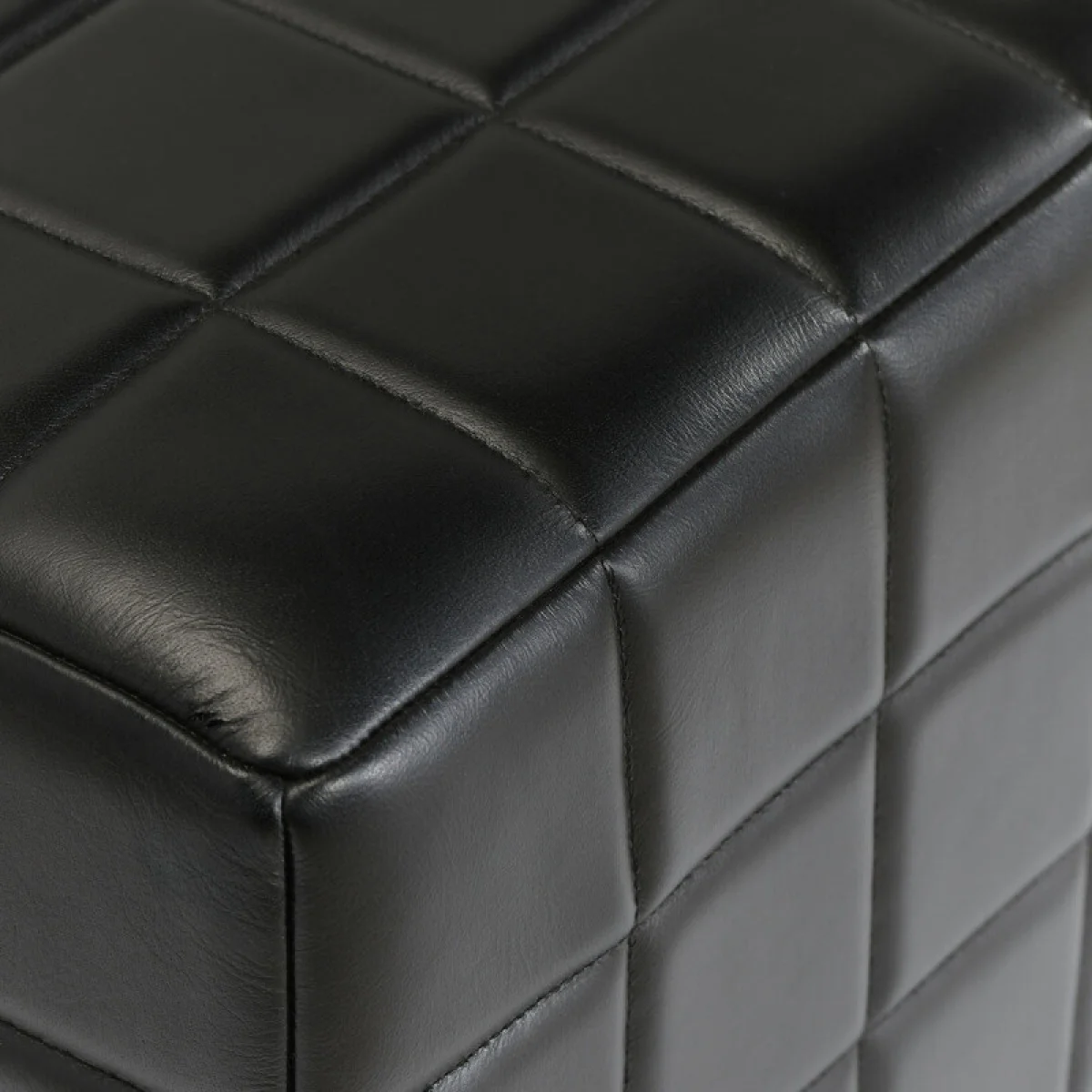 Carlo Leather Square Ottoman – Jet Black Ottomans & Poufs black 7