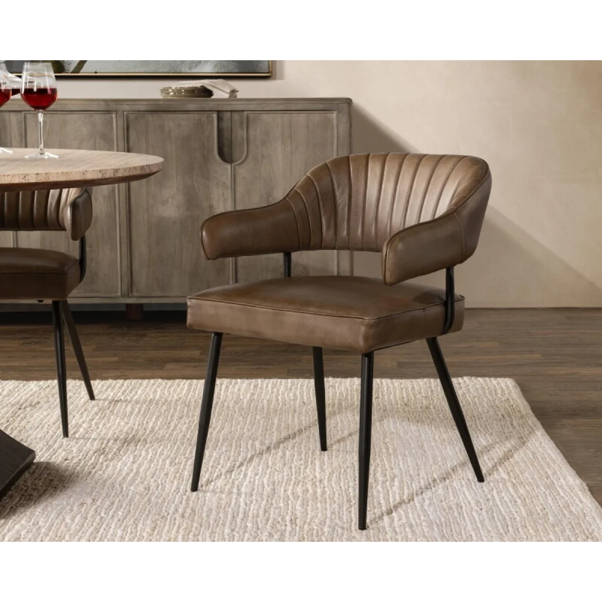 Ashford Leather Dining Chair Chairs & Benches Brown 11