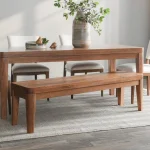 Arno Solid Wood Bench Chairs & Benches Amber Brown 18