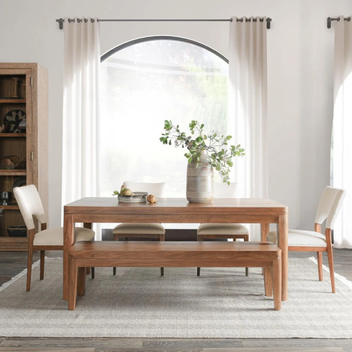 Arno Solid Wood Bench Chairs & Benches Amber Brown 11