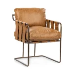 Strapling Leather Dining Chair Chairs & Benches Brown 13