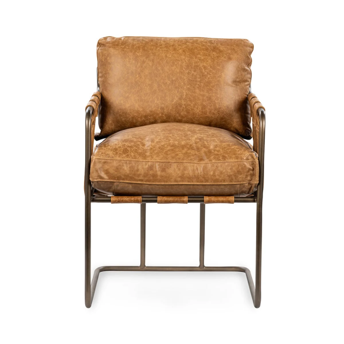 Strapling Leather Dining Chair Chairs & Benches Brown 6