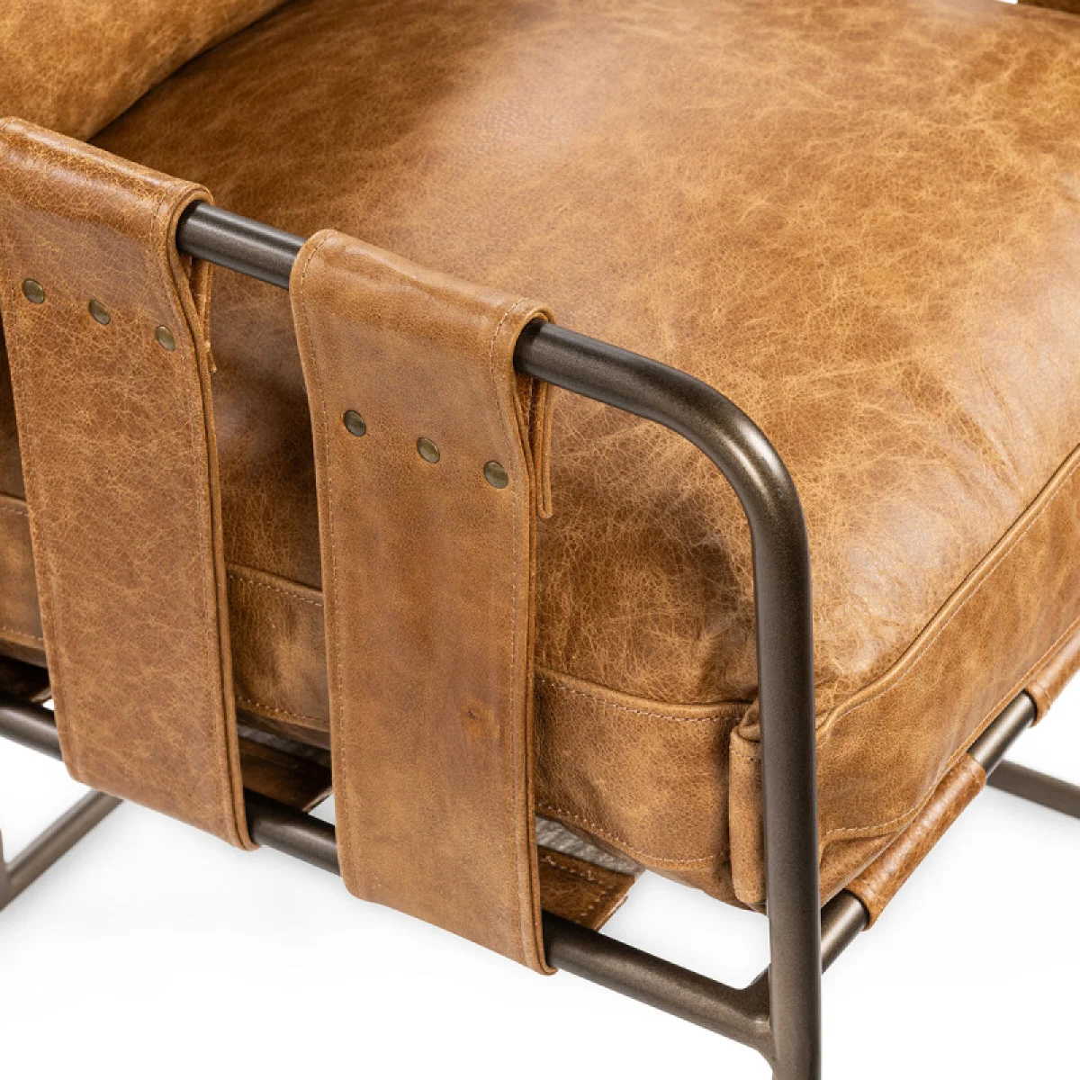 Strapling Leather Dining Chair Chairs & Benches Brown 11