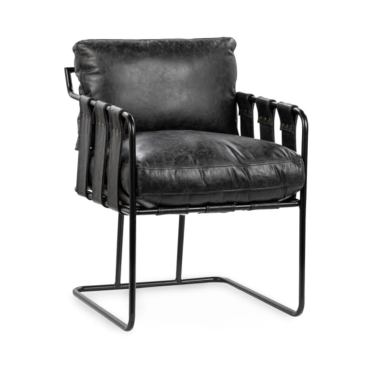 Strapling Leather Dining Chair – Black Chairs & Benches black 4