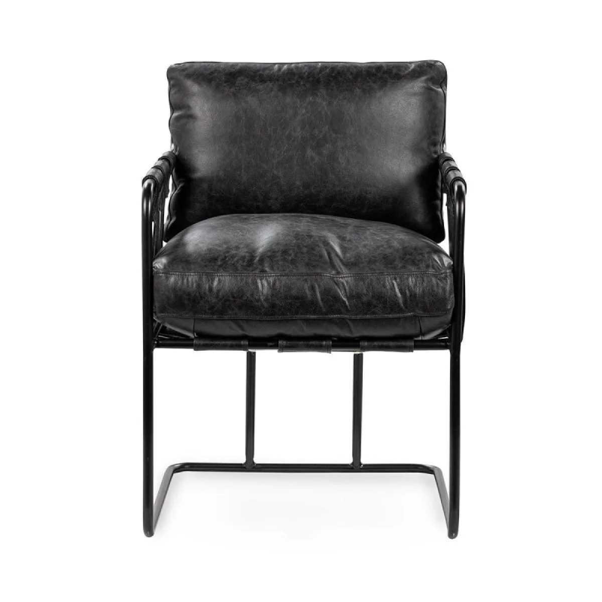Strapling Leather Dining Chair – Black Chairs & Benches black 6