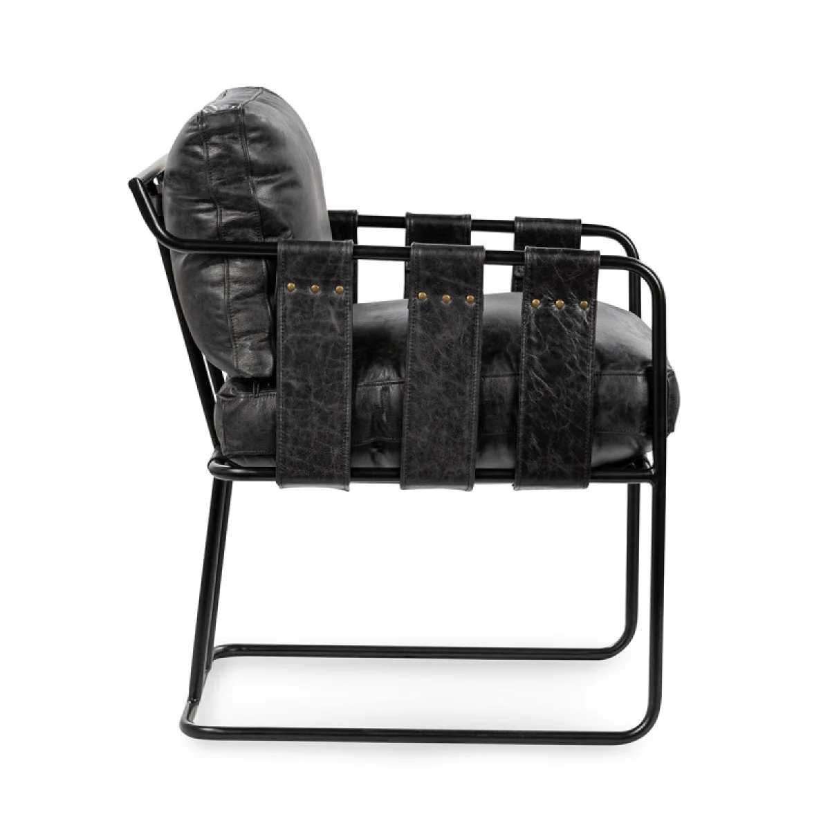 Strapling Leather Dining Chair – Black Chairs & Benches black 7