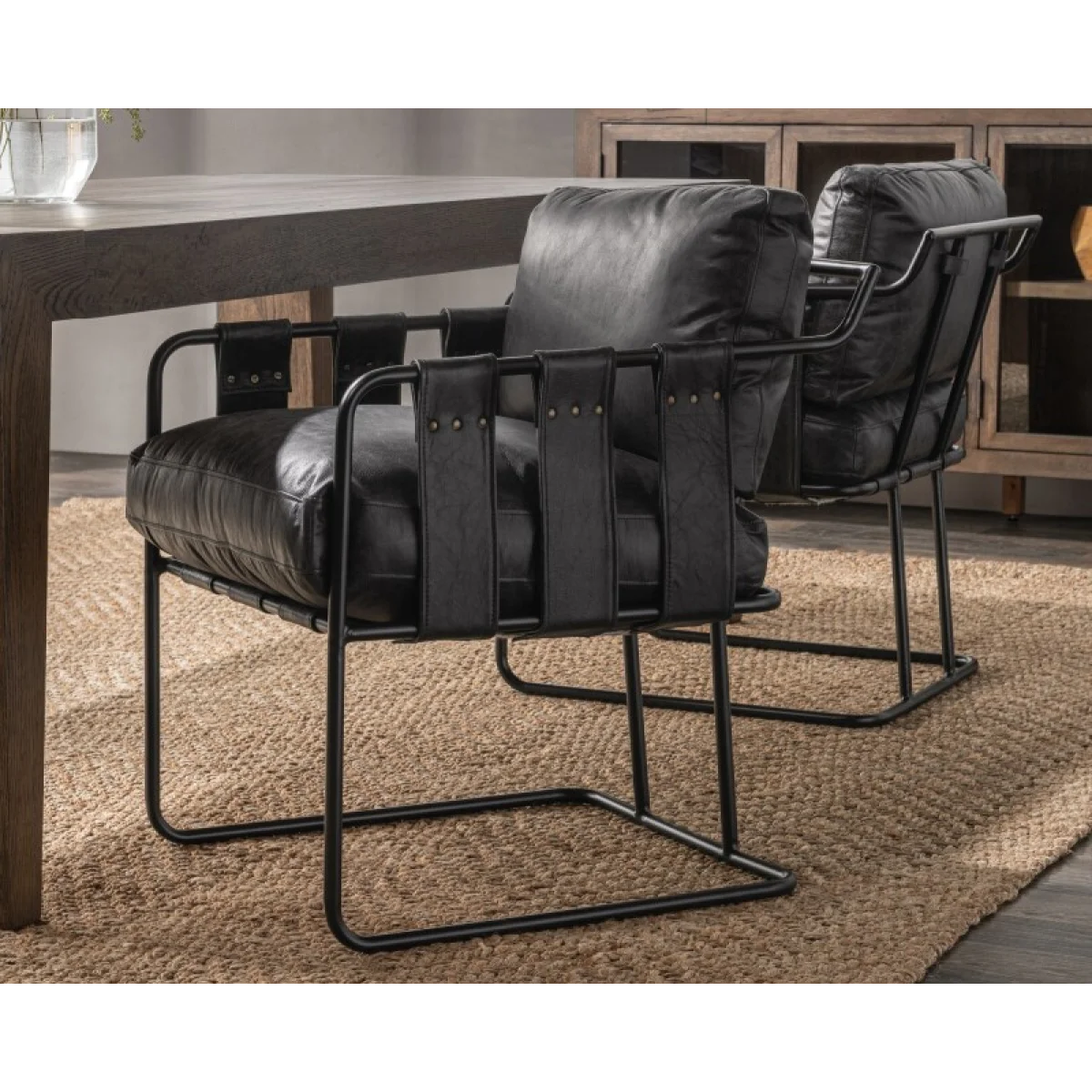 Strapling Leather Dining Chair – Black Chairs & Benches black 12