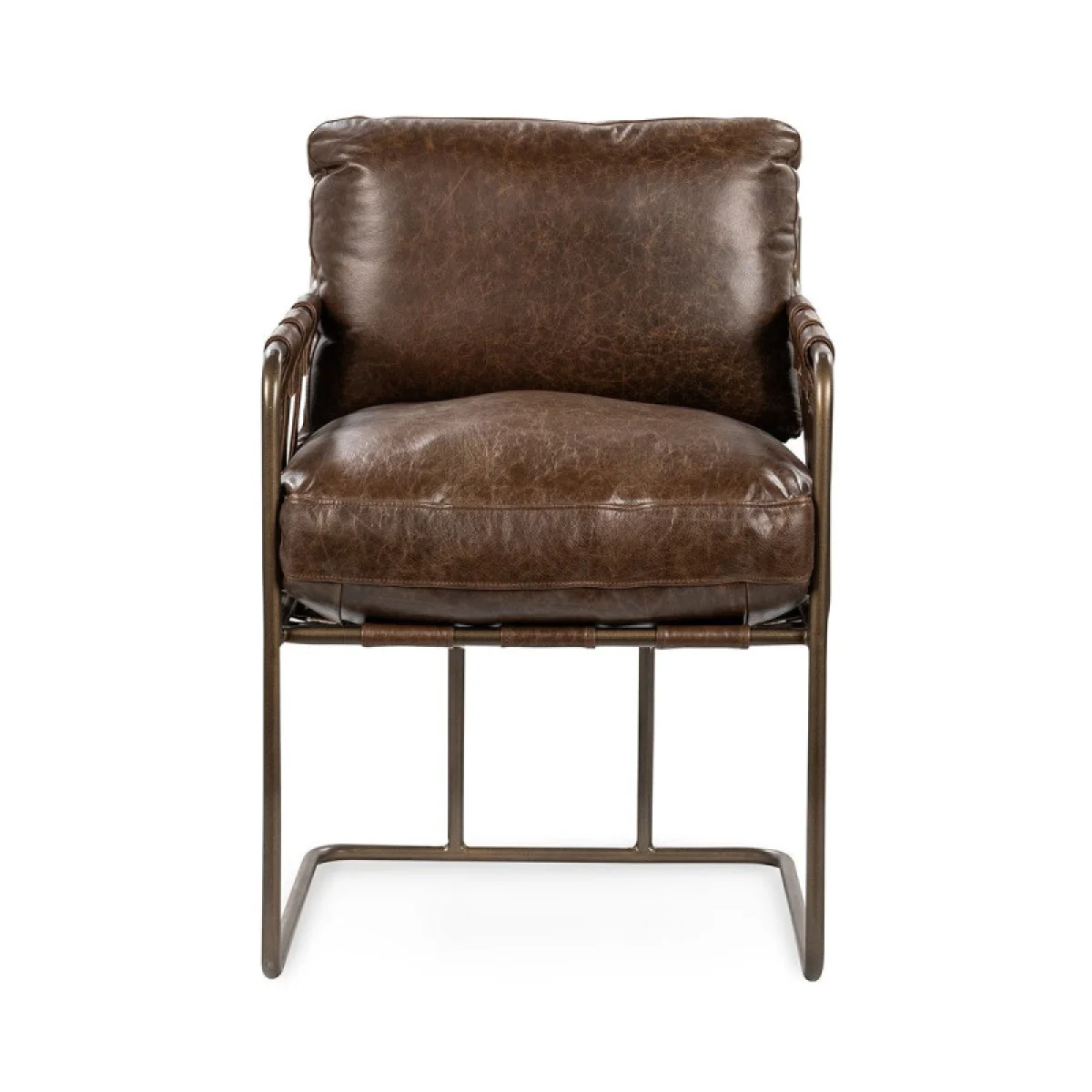 Strapling Leather Dining Chair – Cocoa Brown Chairs & Benches Brown 6