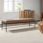 Madeleine Leather Bench Chairs & Benches Brown 19