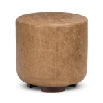 Millo Leather Round Ottoman Ottomans & Poufs Brown 10