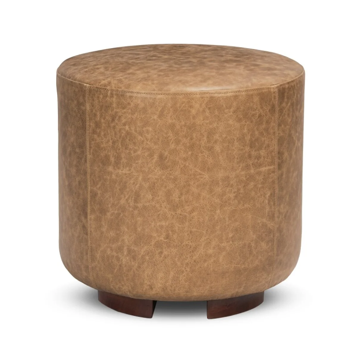 Millo Leather Round Ottoman Ottomans & Poufs Brown 6