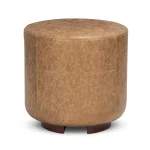 Millo Leather Round Ottoman Ottomans & Poufs Brown 12