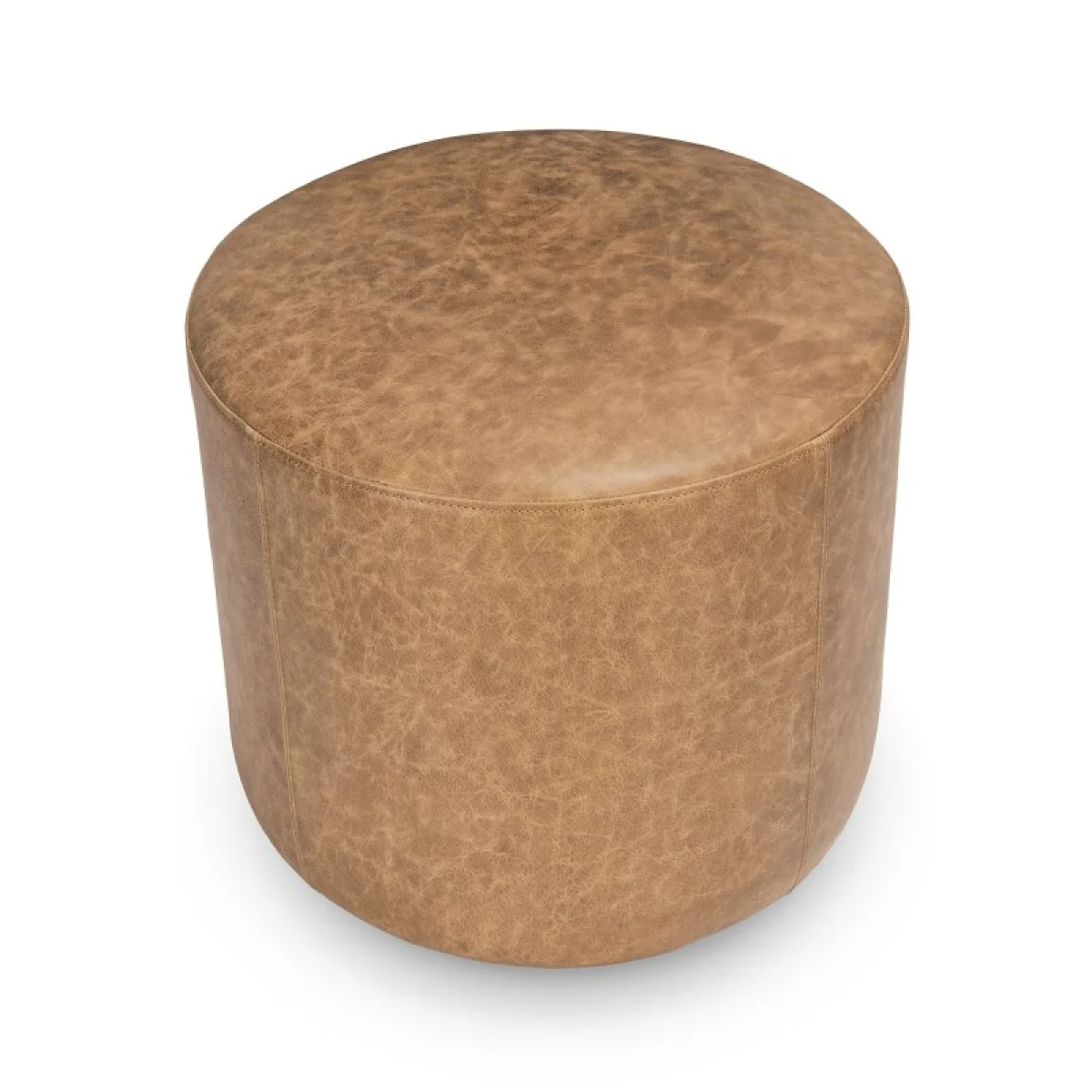 Millo Leather Round Ottoman Ottomans & Poufs Brown 7