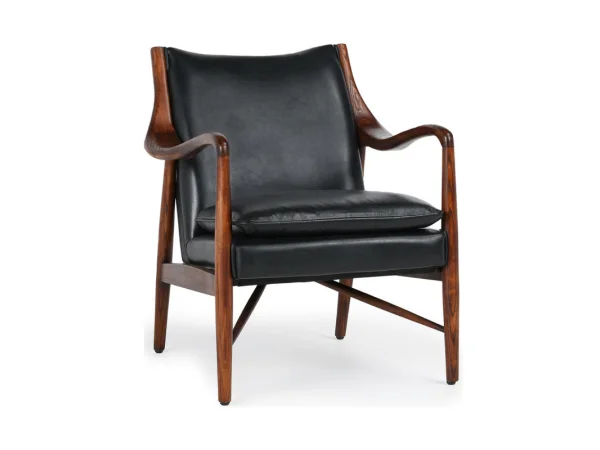 Kiannah Leather Club Chair – Jet Black Chairs black