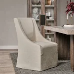 Warwick Upholstered Rolling Dining Chair - Oatmeal - Image 7
