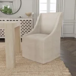 Warwick Upholstered Rolling Dining Chair - Oatmeal - Image 8