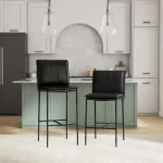 Mayer Leather Bar Stool – Jet Black Barstools Barstools 23