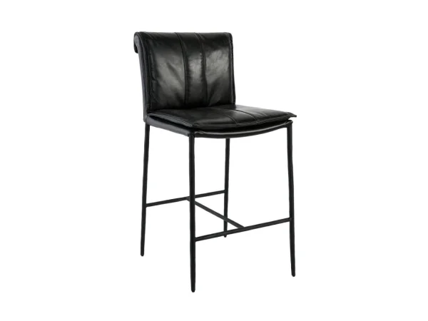 Mayer Leather Counter Stool – Jet Black Barstools Barstools