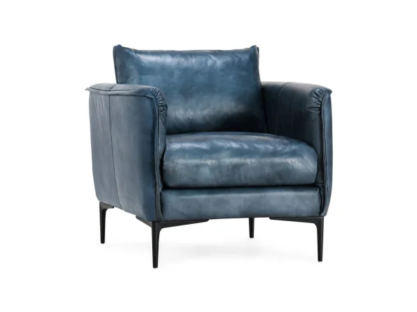 Abigail Leather Club Chair – Ocean Blue Chairs blue 4
