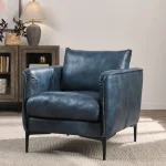 Abigail Leather Club Chair – Ocean Blue Chairs blue 19