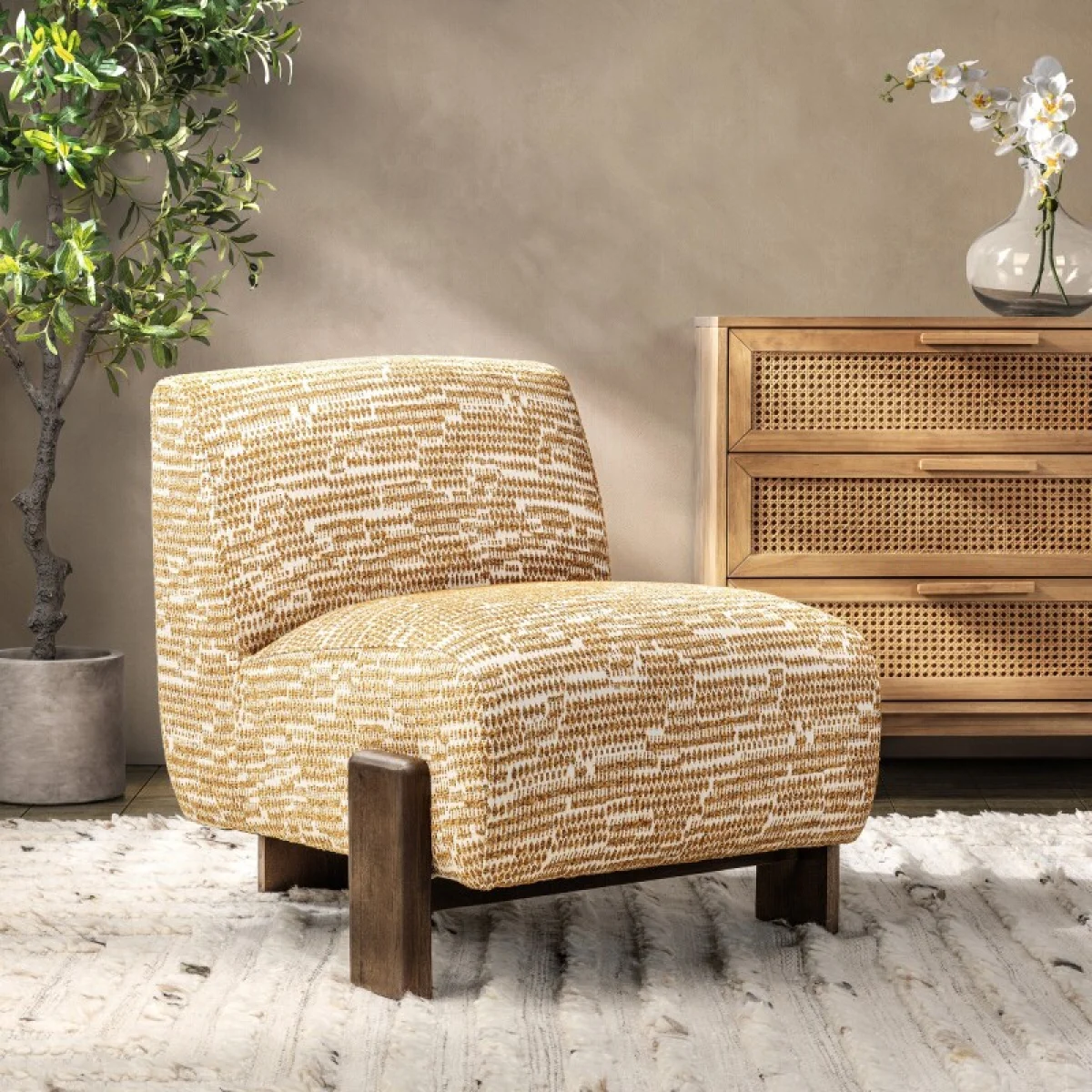 Chelsea Accent Chair – Gold Pattern Chairs Brown 11