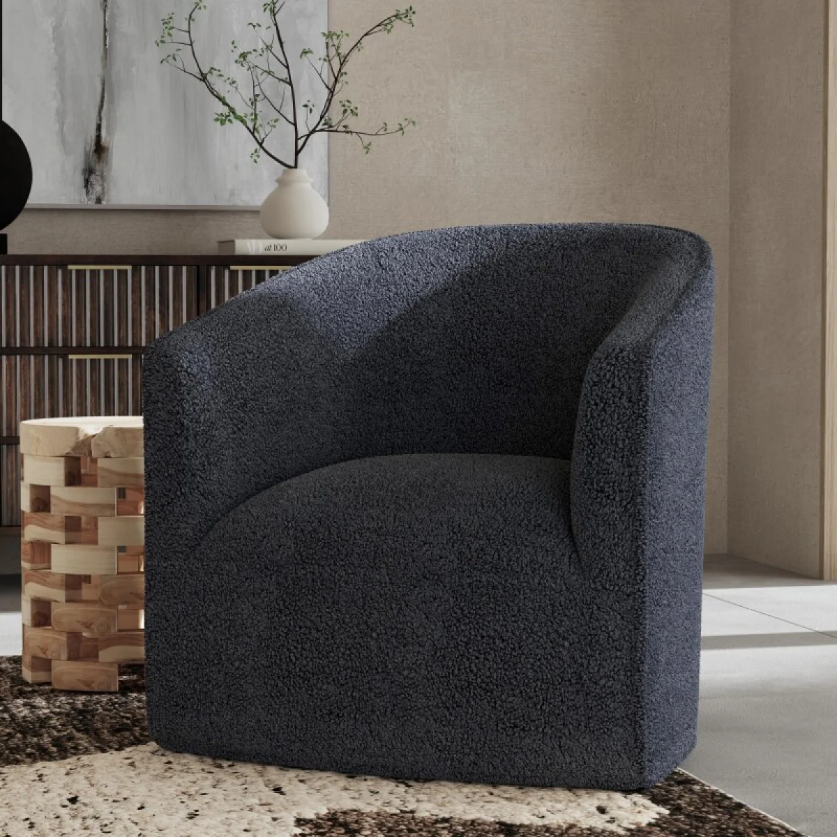 Valencia Upholstered Swivel Chair Chairs blue 9