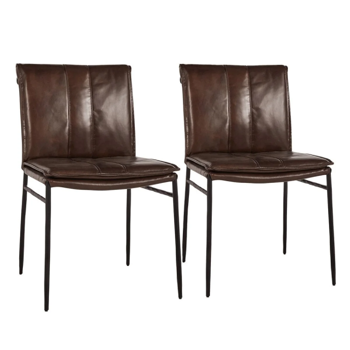 Mayer Leather Dining Chair Set Of 2 – Brown Chairs & Benches Brown 4