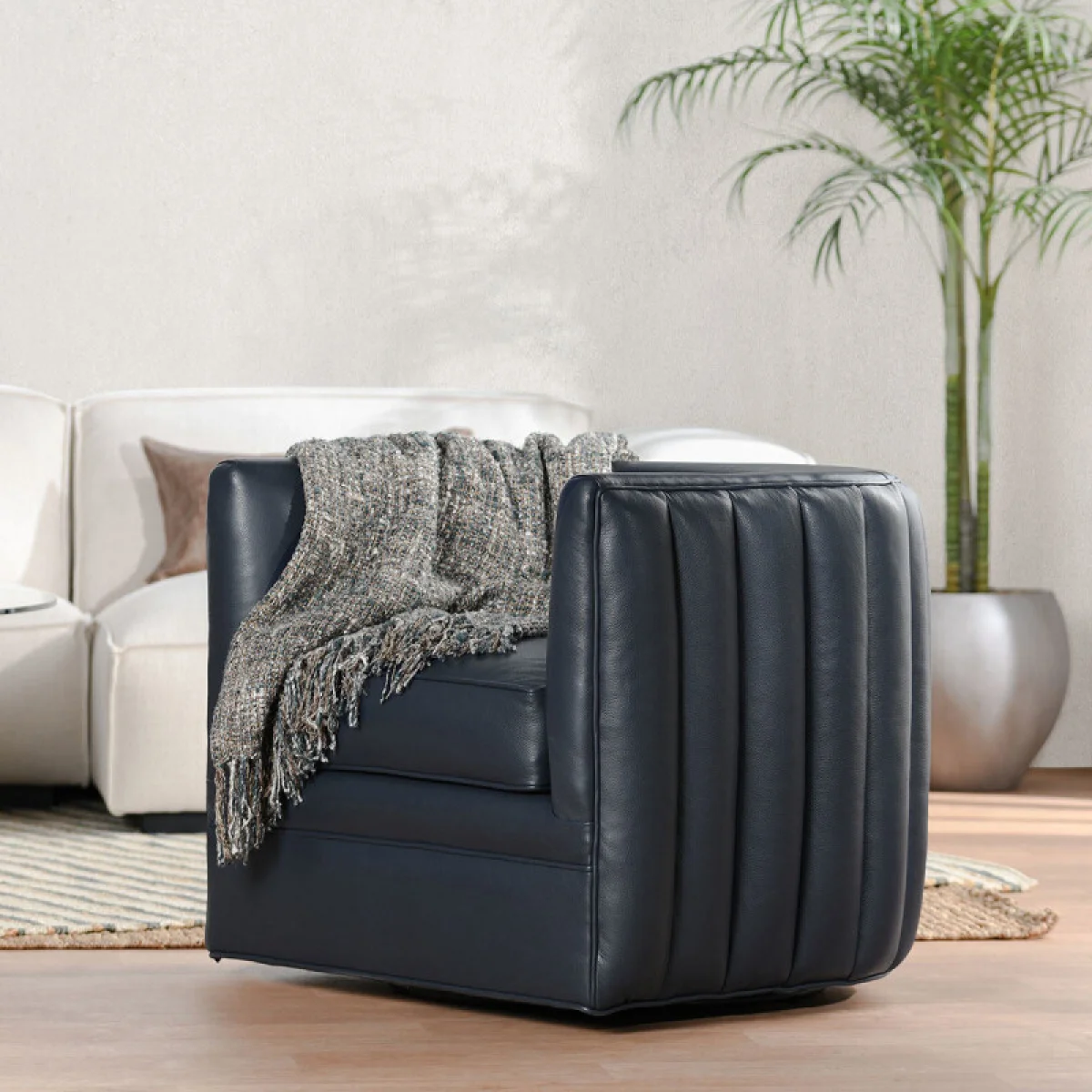 Menard Leather Accent Chair – Nightfall Blue Chairs black 11